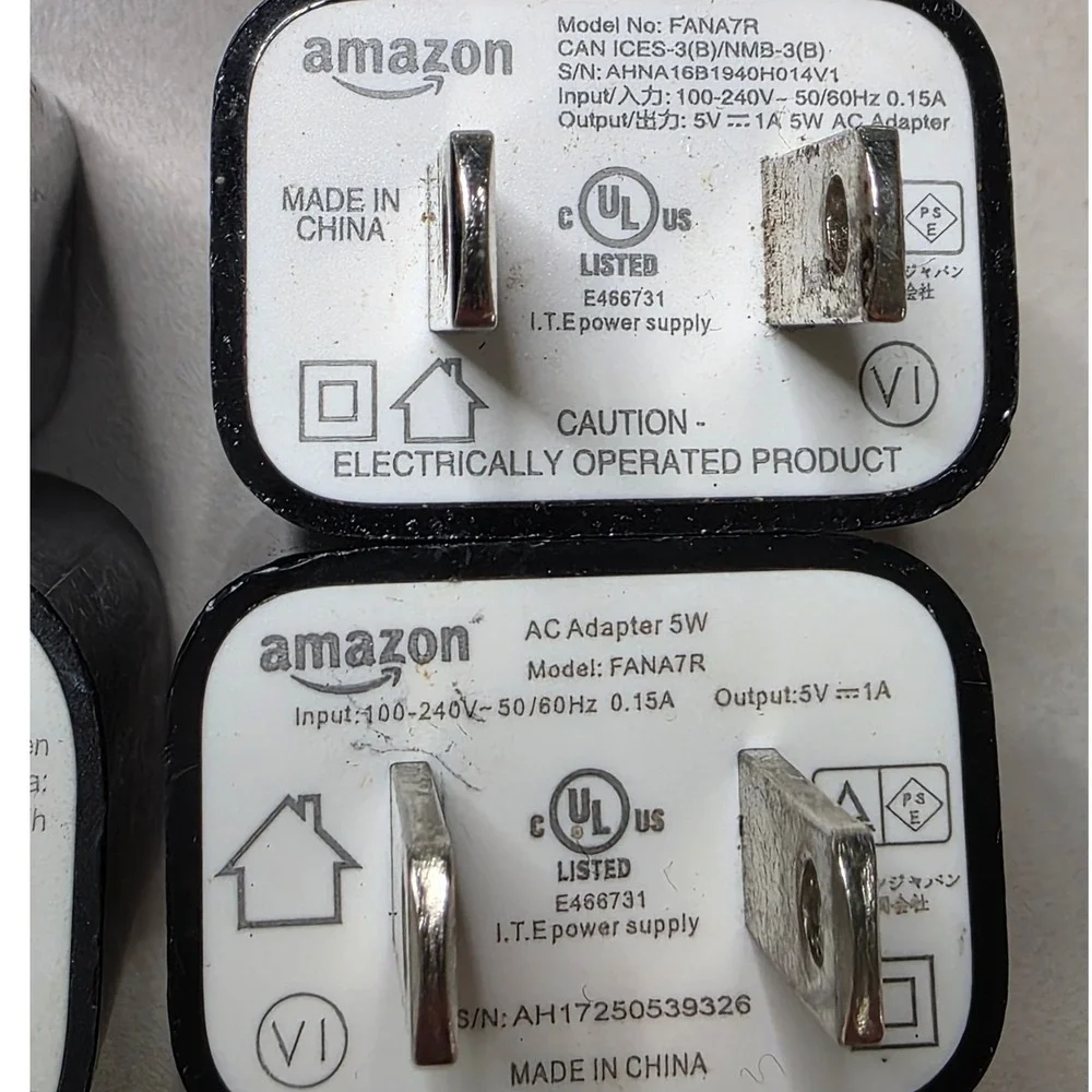 Amazon AC Power Adapter Lot 7pc FANA7R PS39WR HD34BX 5W USB Wall Charger Plug W4